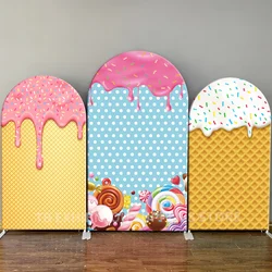 Sweet Candy Birthday Party Arch Backdrop Ice Cream Theme Photography Studio Background Kid BabyShower Dessert Custom Party Decor