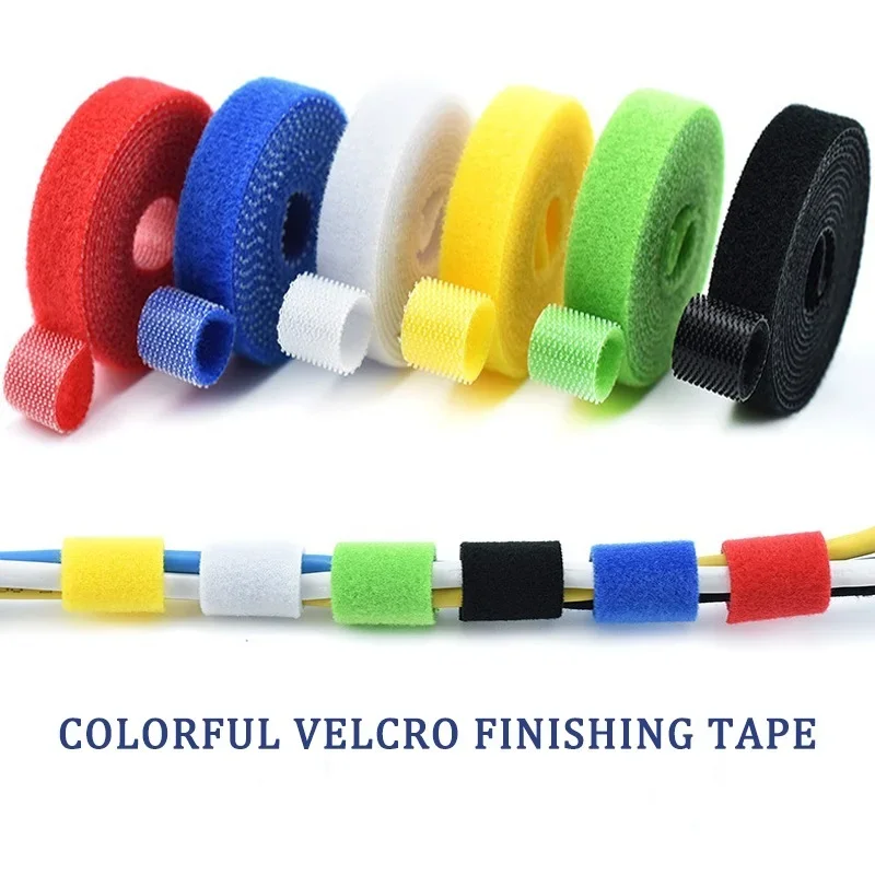 1/3/5M Reusable Fastening Tape Nylon Cable Ties Double Side Hook Roll Hook and Loop Straps Wires Cords Organizer Cords Manage