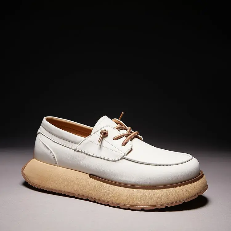 

Men's British Retro Casual Shoes Men Thick Sole Heightened Fashion Work Shoes Mens Lace-up Comfortable Outdoor Flats Oxfords