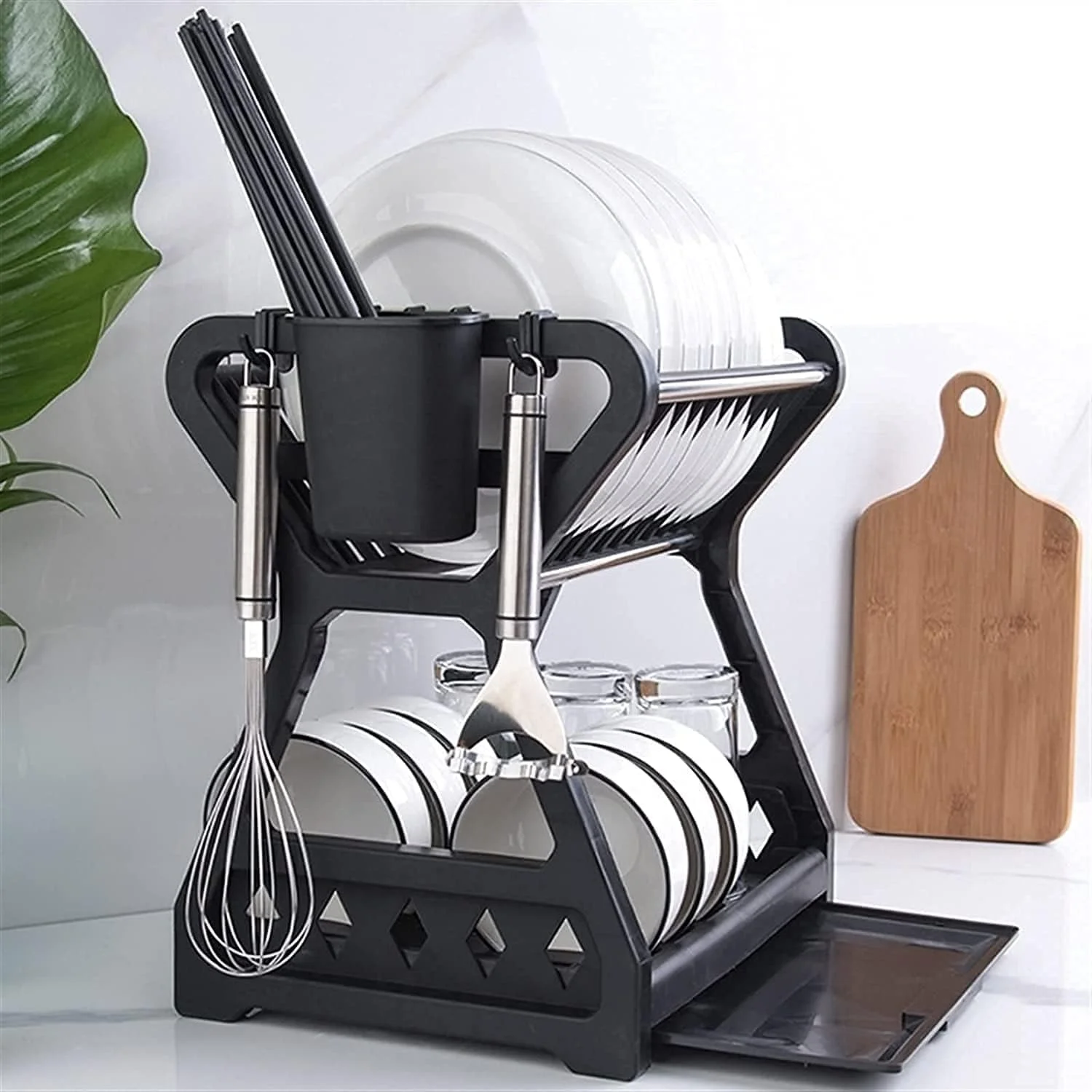 

Dish Drainer Double Layer Bench Kitchen Dish Holder Cage Chopsticks Drainer Practical Storage Organizer multi-layer sorting rack