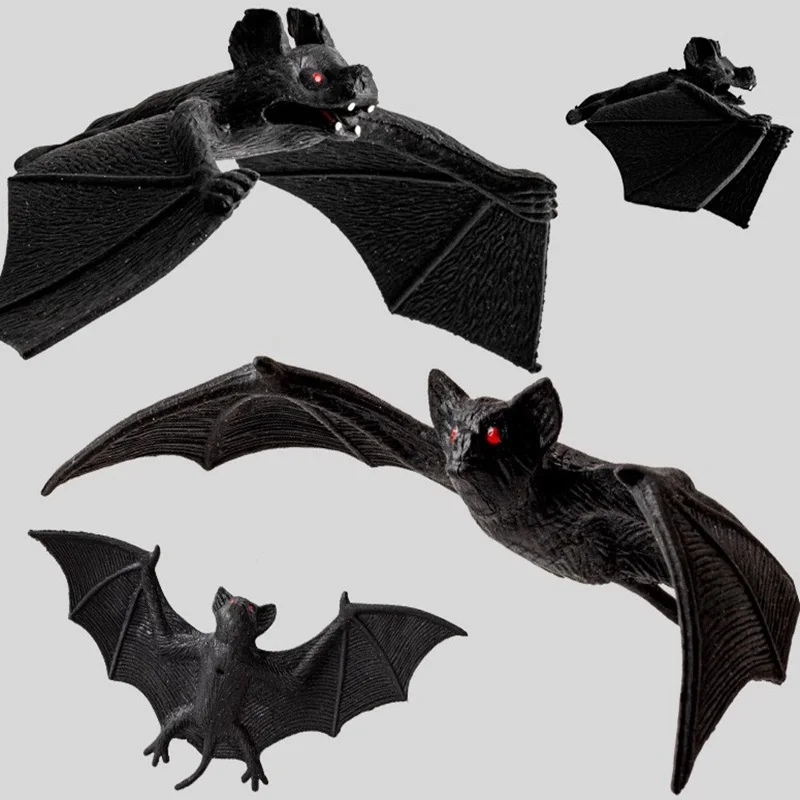 Simulation Bat TPR Soft Rubber Halloween Prank Animal Model Scary Pendant Rubber Bat Venue Decoration Props April Fool's Toys