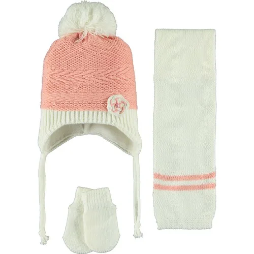 Kitti Baby Girl Scarf Beanie Gloves Set 0-18 Month Pink