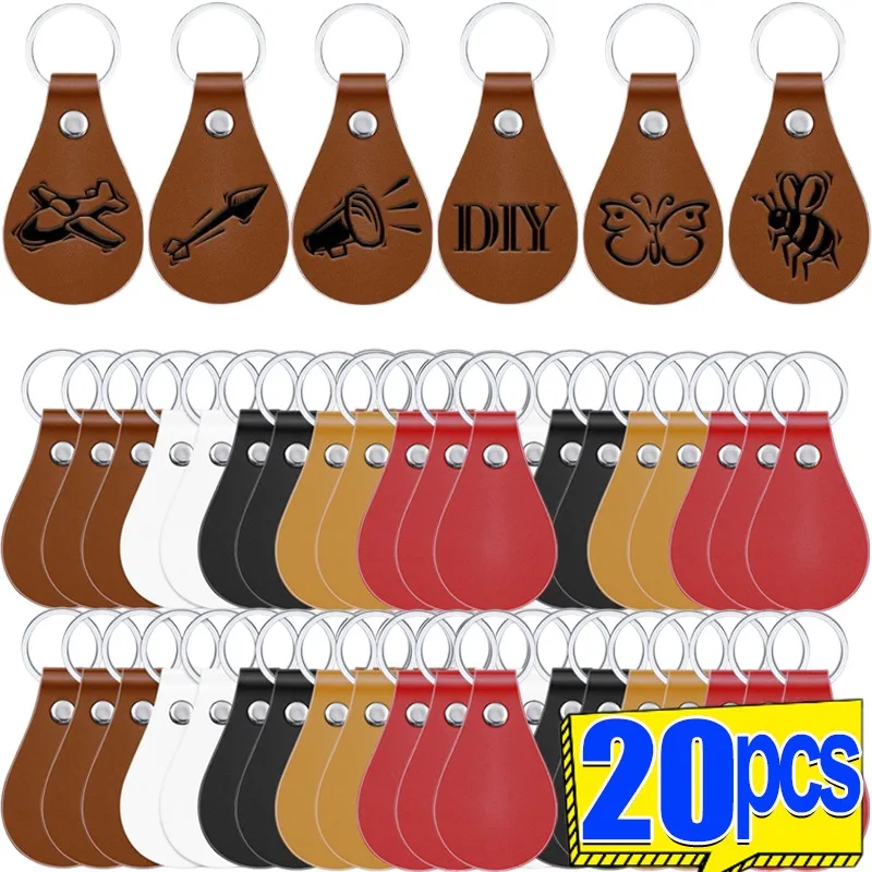 1/20 Stück PU-Leder-Schlüsselanhänger, blanko, bunt, handgefertigt, DIY, individuelle Schlüsselanhänger für Schlüssel, Taschen, Tags, Schlüsselanhänger, Anhänger, DIY-Zubehör