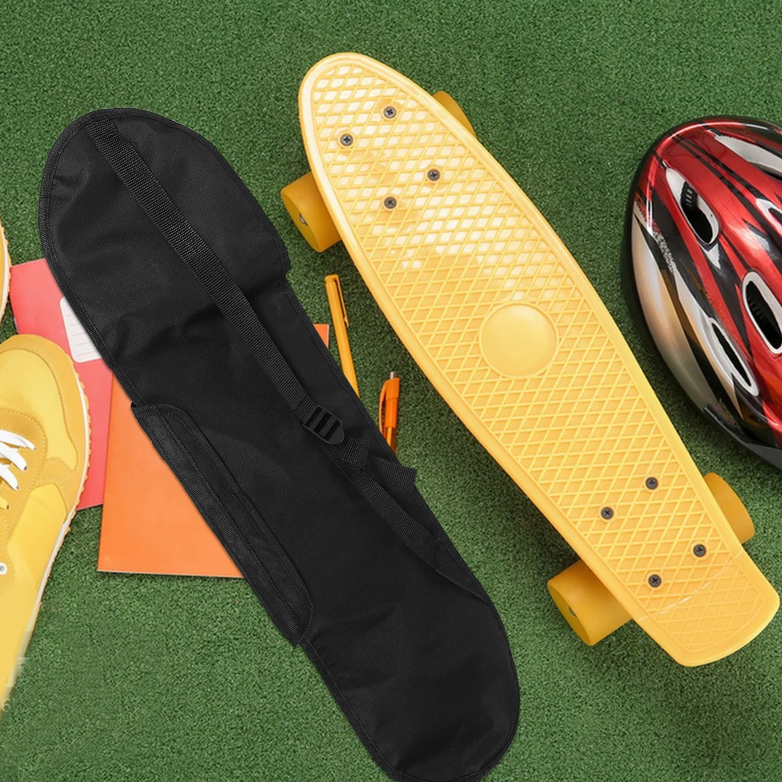 

1pc Skateboard Bag Large Capacity Mesh Design Durable Outdoor Sports Sling Travel Accessories Bicycle Storage Organizer