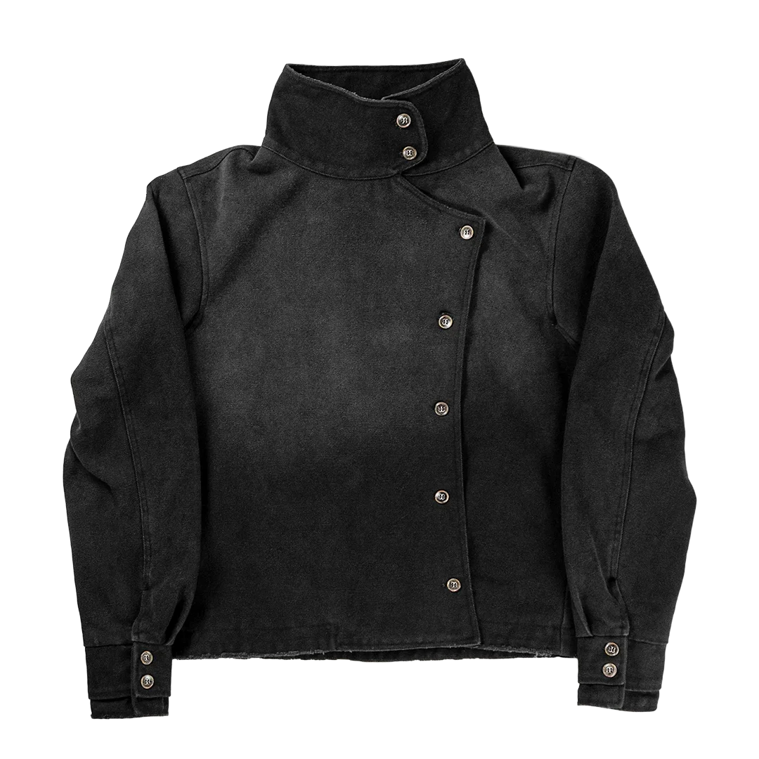 Unisex Y2K Fechtjacke Vintage-Waschung Farbverlauf Unregelmäßige Knöpfe Gothic Harajuku Streetwear Canvas Baumwolle Freizeitmantel – Detail 9