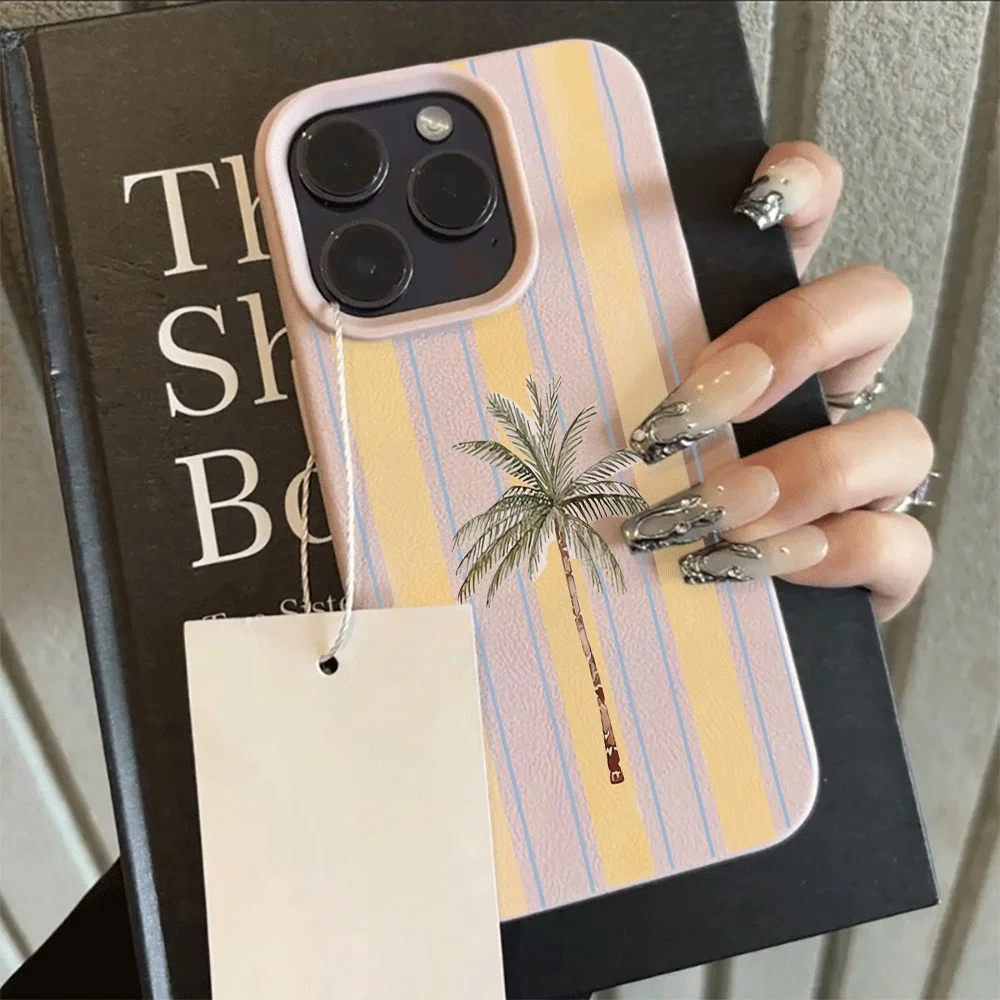 Koreanischer Stil Sommer Strand Kokospalmen Handyhülle für iPhone 17 16 15 14 13 12 11 Pro Max Plus X XR Silikon Matt Weiche Hülle – Detail 8