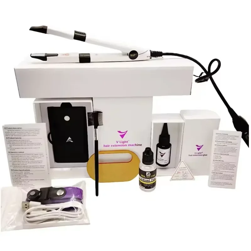 V-Light Technology Hair Extension Machine UV Real Hair Fast Grafting Wig Installation Kit With V Light Hair Extension Glue