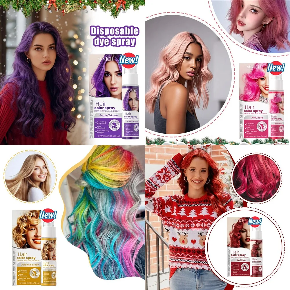

Hair Color Spray Quick Temporary Hair Dye One-time Use Shiny Sparkling Color Styling Spray Festival Costume Disposable Hair Dye