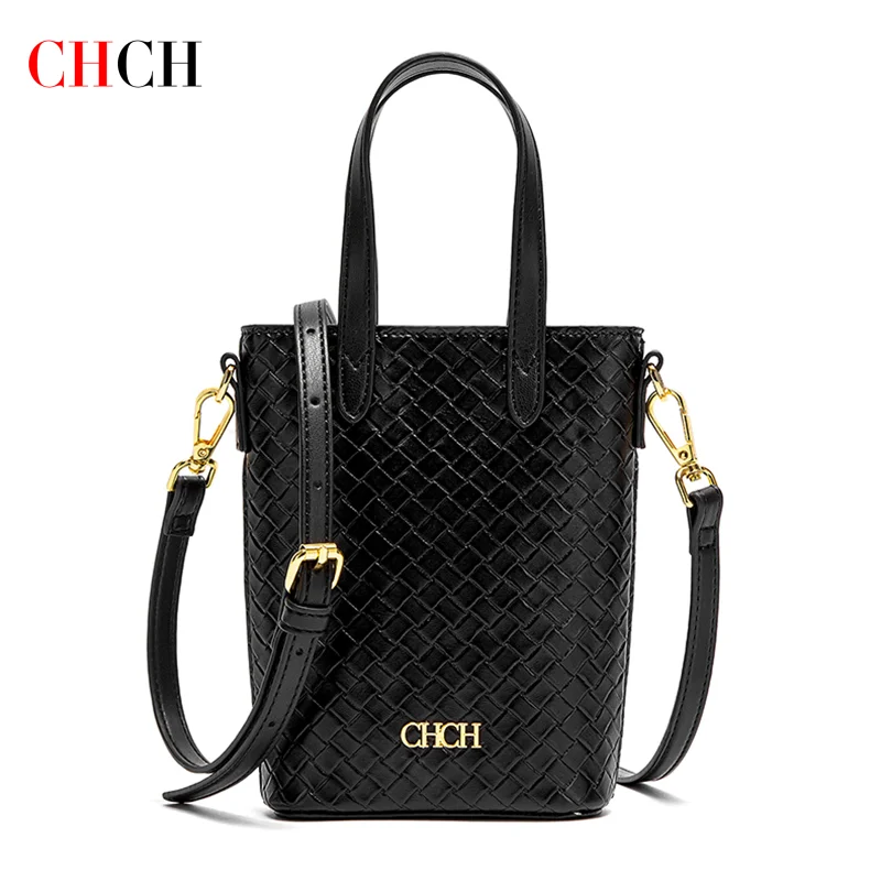 CHCH Women's Phone Bag 2025 New Black Simple Texture Women's Crossbody Bag Wallet