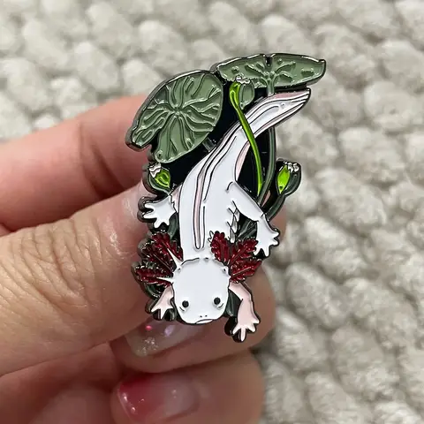Cute Pink Axolotl Enamel Pins Kawaii Aquatic Animal Badge Metal Badges Lapel Brooches Jewelry