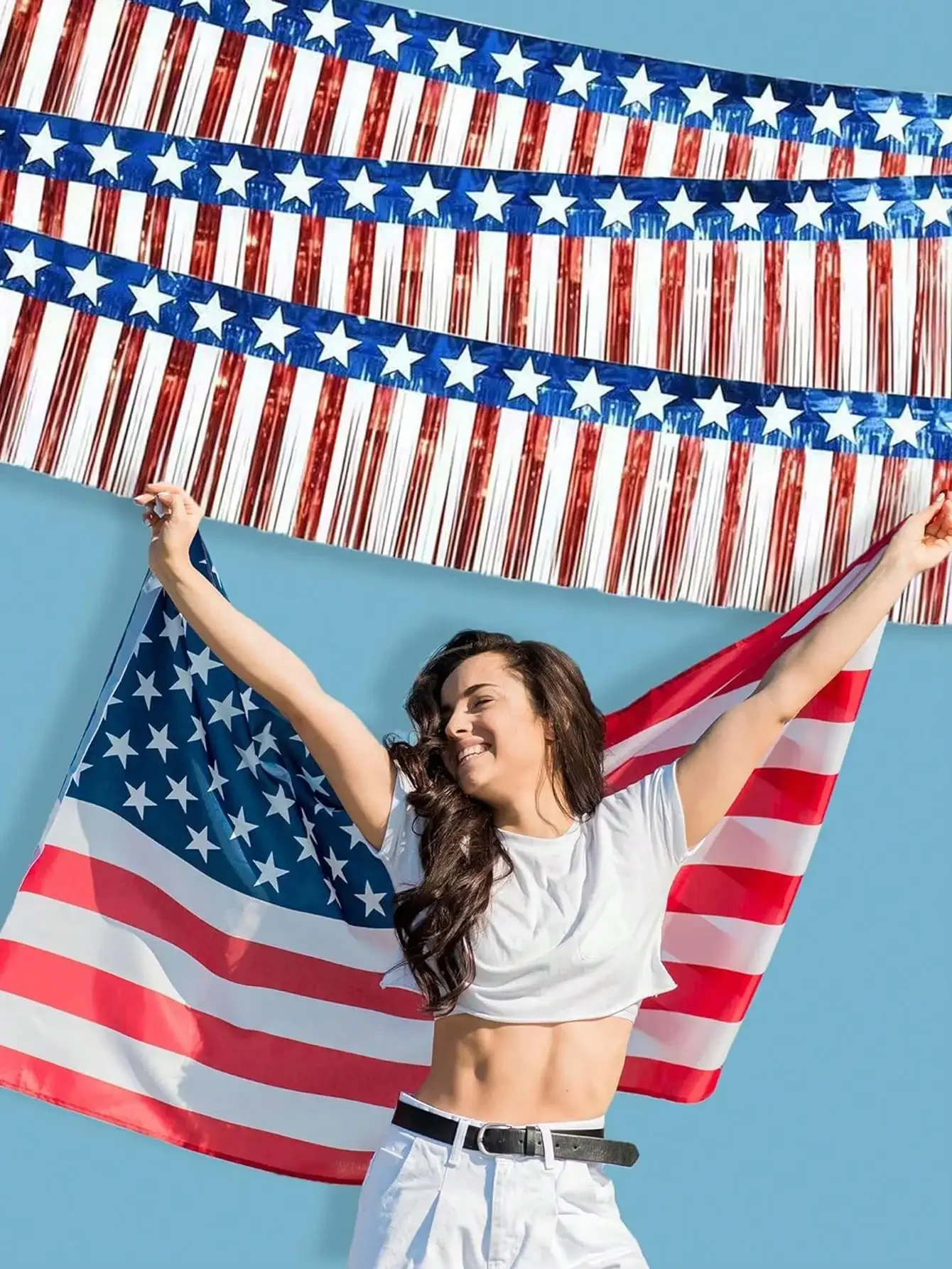 Independence Day, the perfect gift,4th Of July Patriotic Tassel Curtain Valance, 4th Of July Decor - Red White Blue Tassel Decor 250th Anniversary | Independence Day Outdoor Indoor Decorations Party Favors - Patriotic Flag Valance Decor - Detail 1