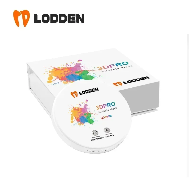 LODDEN Dental Lab 3D Pro Zirconia Wielowarstwowe bloki 98mm CAD CAM Materiały do protez Wytrzymałość 800Mpa-1200Mpa VITA16 i BL1-BL4