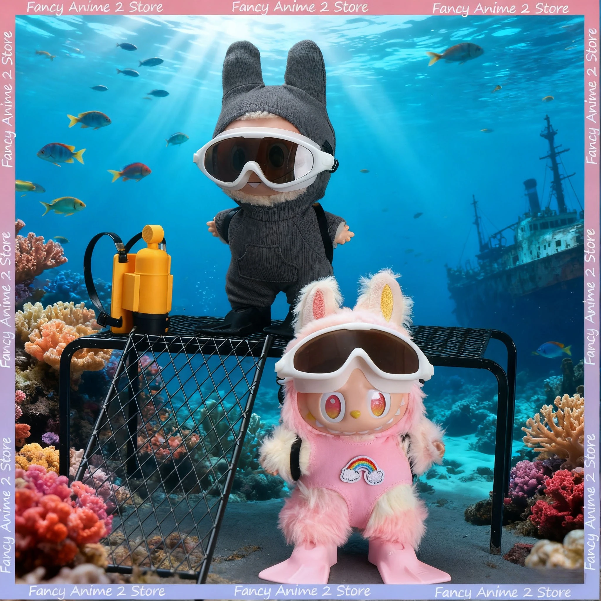 

Новое снаряжение для дайвинга, купальник, одежда и очки, обувь с кислородным баллоном, 4 шт./компл., наряд для V1 V2 V3, аксессуары для кукол Labubu