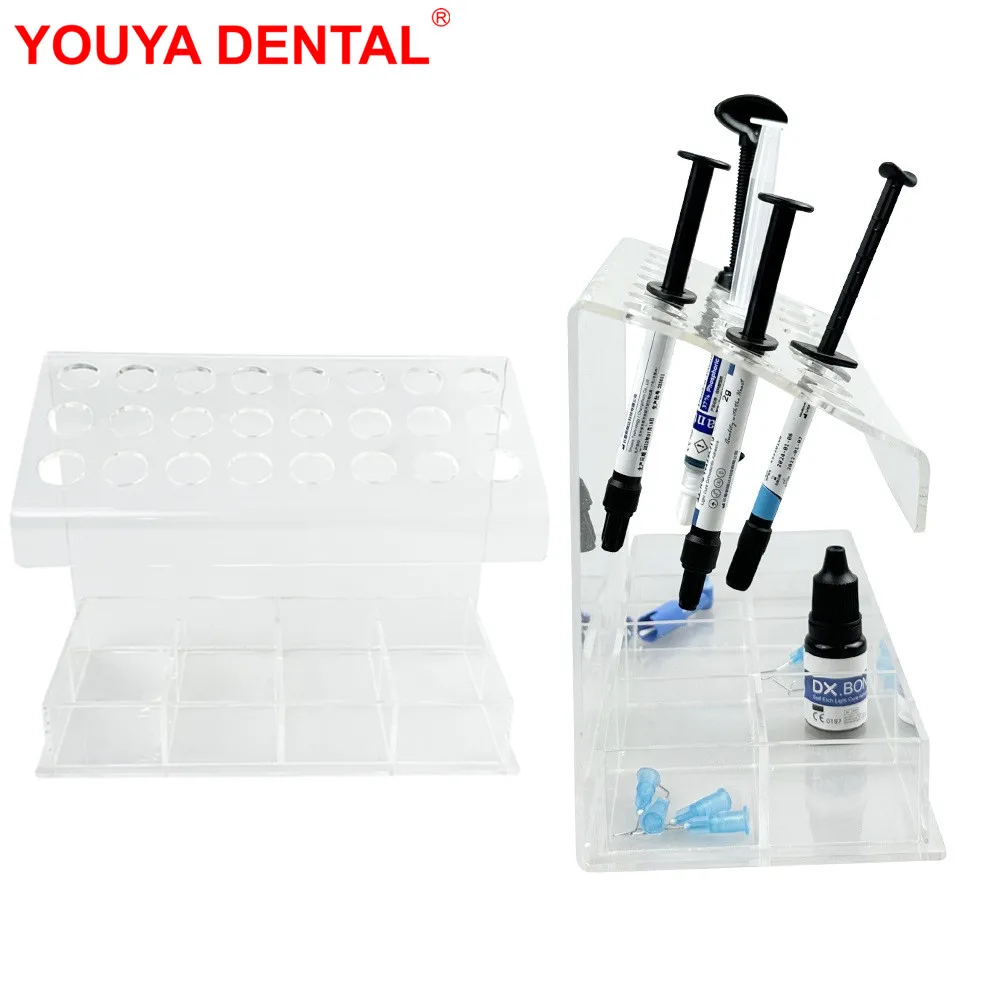 Dental Acrylic Organizer Holder Resin Syringe Stand Adhesive Applicator Dentistry Material Storage Box Container Dentist Tools