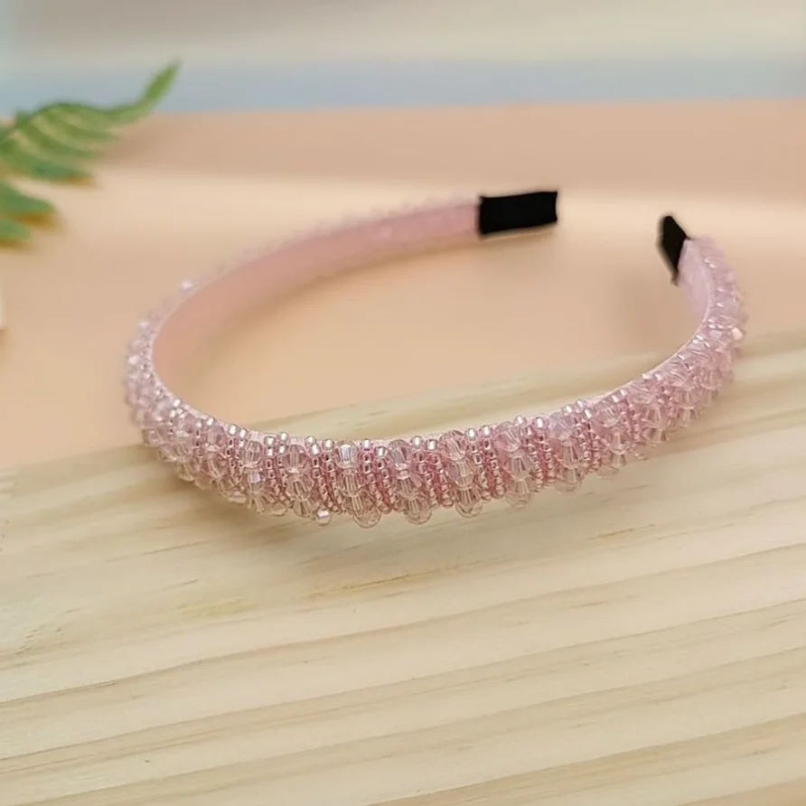 Kristallperlen-Haarreif für Damen, Handgefertigtes Strass-Haarband, Modisches Haarband, Funkelnder Haarreif, Haaraccessoires für den Alltag und Partys – Detail 6