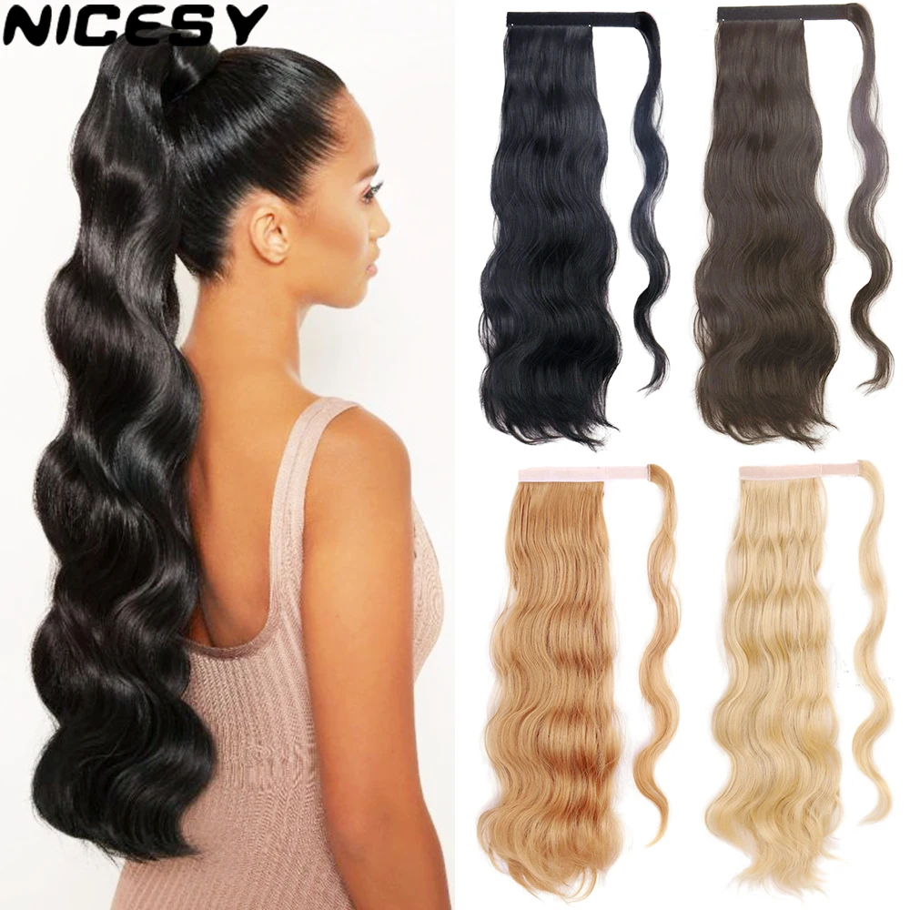 

Synthetic Body Wave Hollywood Long Ponytail Wrap Around Clip in Hairpiece Ponytail HeatResistant Blonde Mixed Color For Women