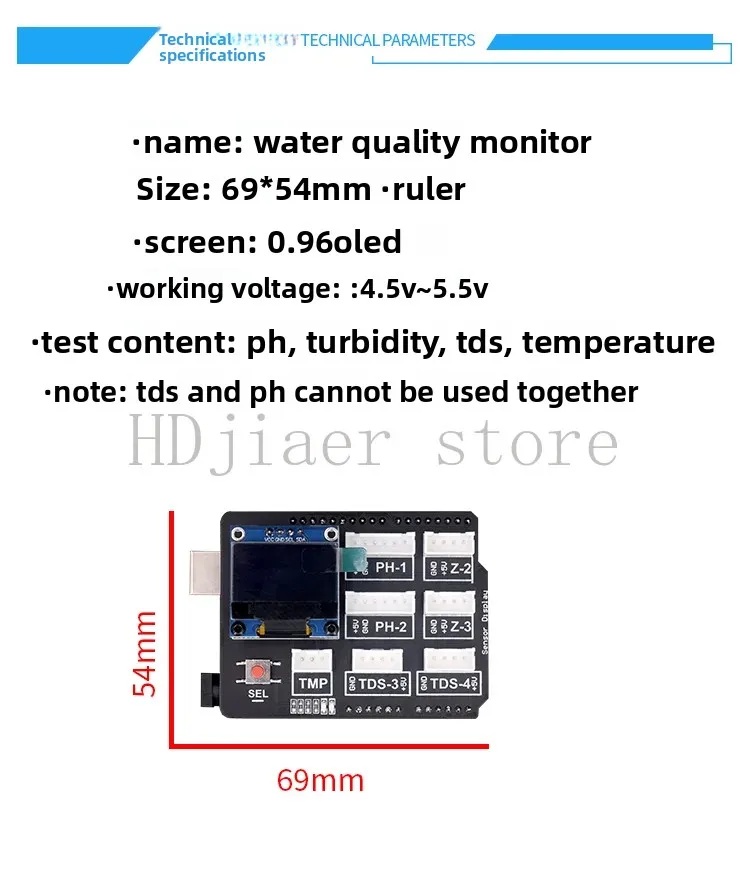 

Water Quality Testing Kit PH Turbidity TDS Temperature Testing Electronic DIY for Arduino