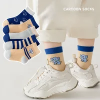 5 Pairs Kids Boys Socks Tennis Series Children Sport School Students Socks Spring Autumn Soft Cotton Toddler Mid Tube Sock 4