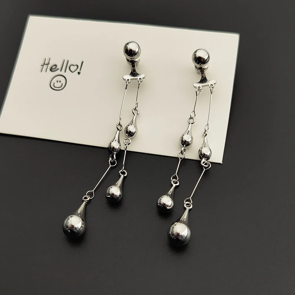 High End Water Drop Tassel Earrings Trendy Niche Design Double Sided Long Studs Chic Jewelry Suitable For Daily Wear Fashion
