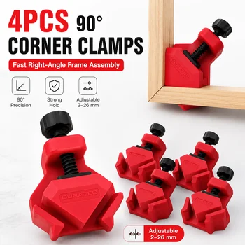 4Pcs 90 Degree Corner Clamps Adjustable Right Angle Woodworking Miter Clamp Set for Picture Frame Cabinet Drawer Box Assembly 1