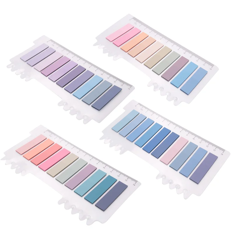 800 Pcs Sticky Index Tabs, 4 Sheets Morandi Strip Index Tabs, Writable Page Sticky Notes With Ruler For Page Marking