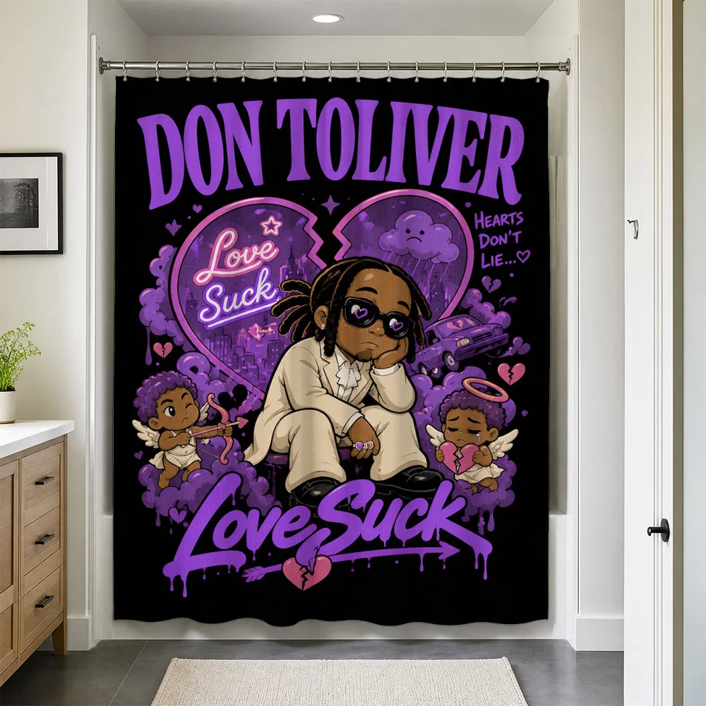 Waterproof Shower Curtain Liner Don Toliver Love Suck Meme Pop Culture Hip Hop Graphic Bathroom Decor Trendy Art Gift for Men Wo