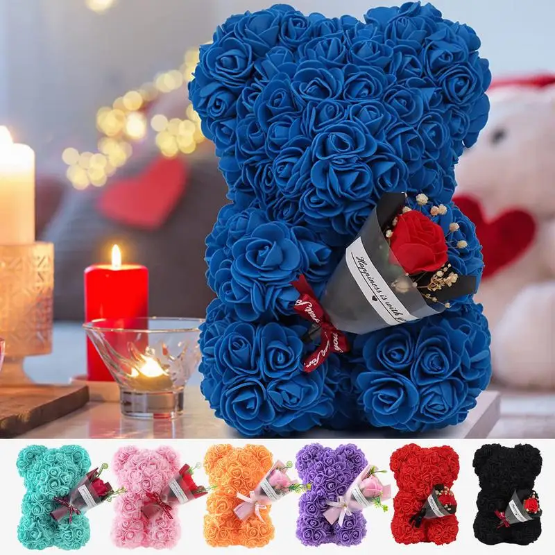 25cm rosa urso criativo eterno rosa flor teddybear na caixa de presente romântico presente do dia dos namorados presente de natal decoração de casamento