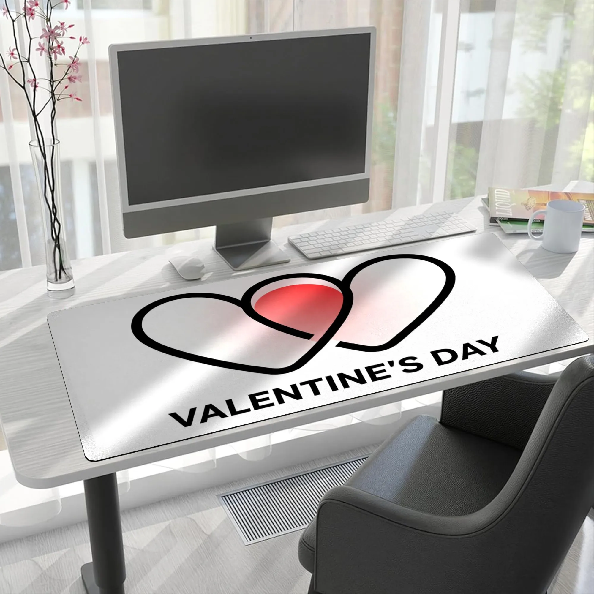 Rubber Mat Desk - لوحة ماوس كبيرة للألعاب بنمط قلوب
