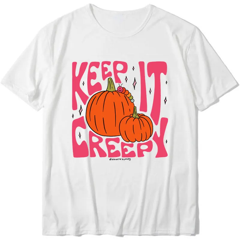 Keep It Creeoy Halloween Jack-O-Lantern Graphic Tshirts Woman Man Summer Breathable Quick Drying Outdoors Tshirt Ropa Mujer