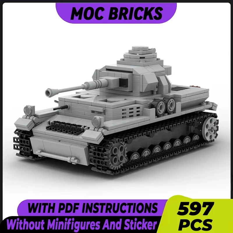 Militaire Tank Model Moc Gebouw Bakstenen Panzerkampfwagen Iv Technologie Modulaire Blokken Geschenken Kerstspeelgoed Diy Sets Assemblage