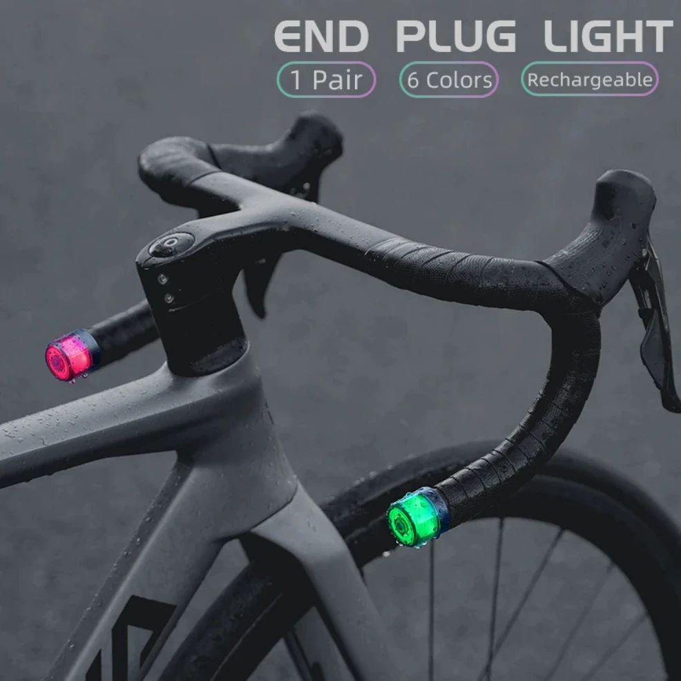 

Bike Handlebar End Light Waterproof Rechargeable Road Bicycle Handlebar End Plug Warning Taillight Bike Accessories