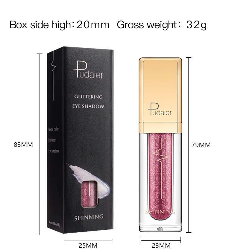 Pudaier Eyeshadow Pigment Gel Beauty Makeup Shimmer Cream Cosmetics Waterproof Long Lasting Black Green Eye Shadow Powder Cream
