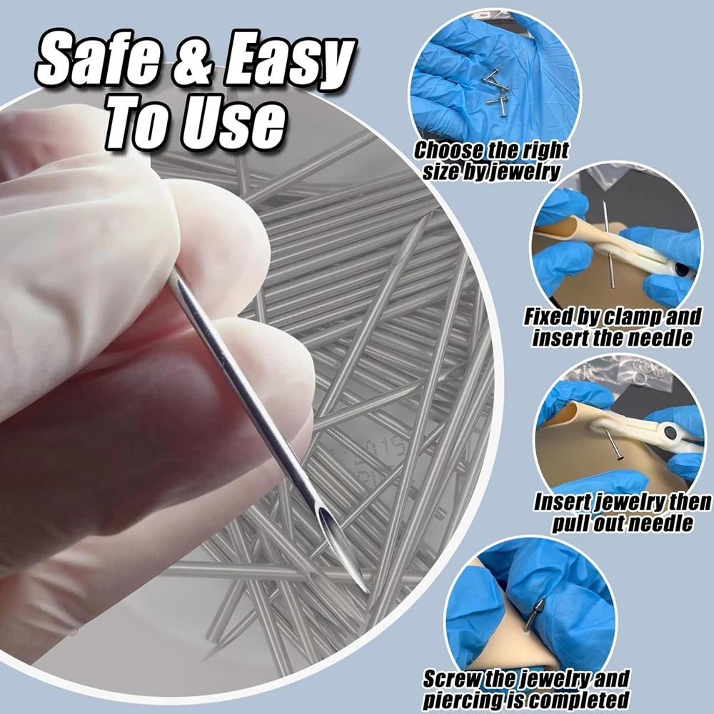 100/80/50/20/5 قطعة إبر ثقب المتاح 12 جرام 14 جرام 16 جرام 18 جرام 20 جرام إبر ثقب الجسم المعقمة للأذن الأنف الشفاه السرة ثقب #5