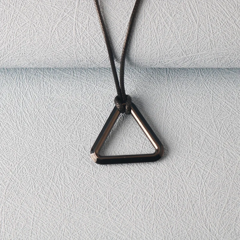 Transformation Pull Ring Necklace Triangle Transformation Pendant Cos Metal Black Long Necklace Triangle Pendant