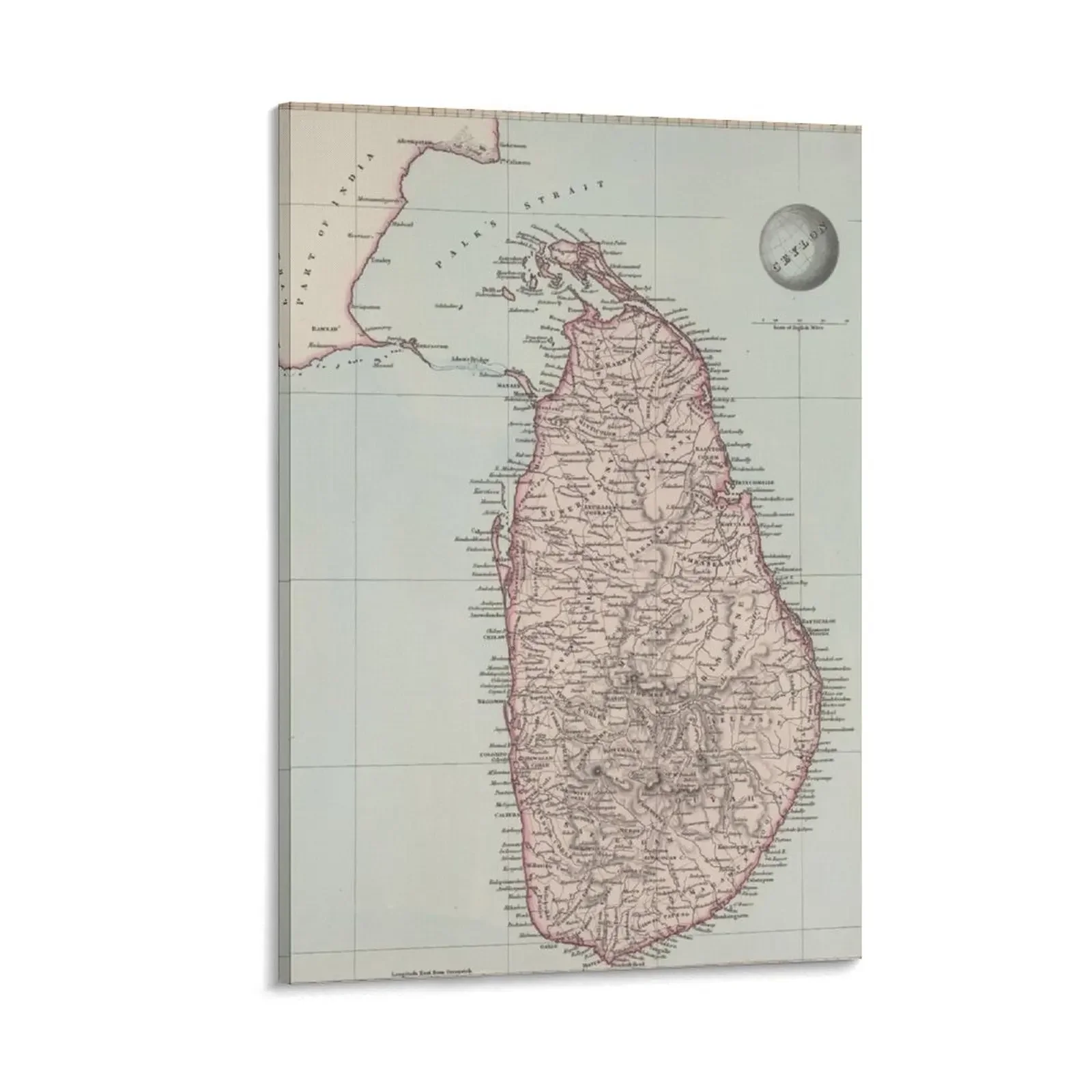 

Old Sri Lanka Map (1845) Vintage Ceylon Island Atlas Canvas Painting posters painting