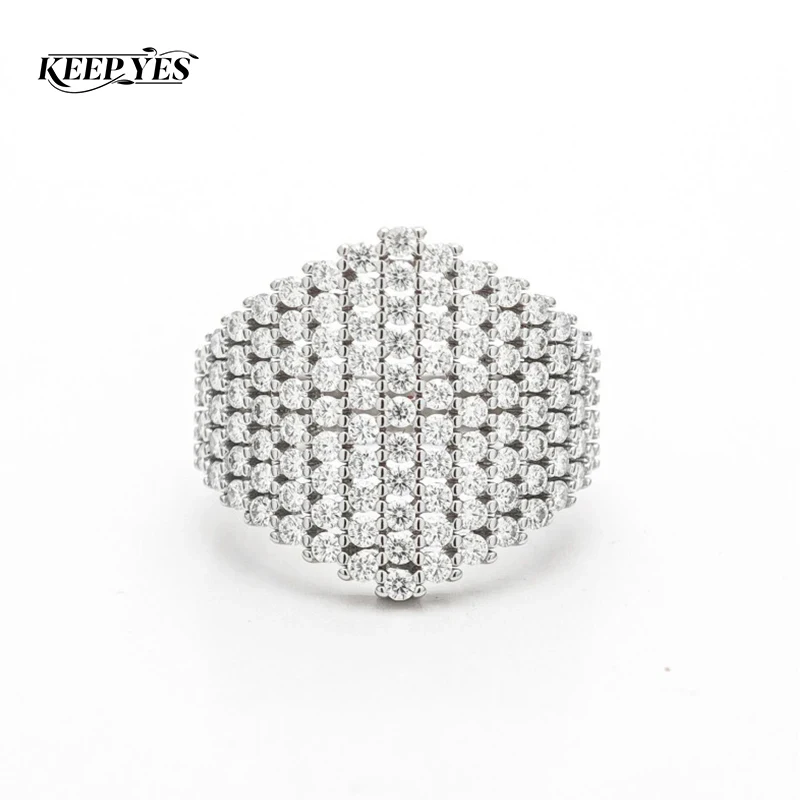 KEEP YES Total 1.65ct 1.5mm All Moissanite Diamond Ring for Women 925 Sterling Silver Plated 18K Gold Wedding Party Fine Jewelry
