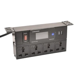 Desktop Hidden Socket Digital Voltmeter Power Energy Meter Power Strip with Switch 2USB 4Ways Universal Socket 2m Cord