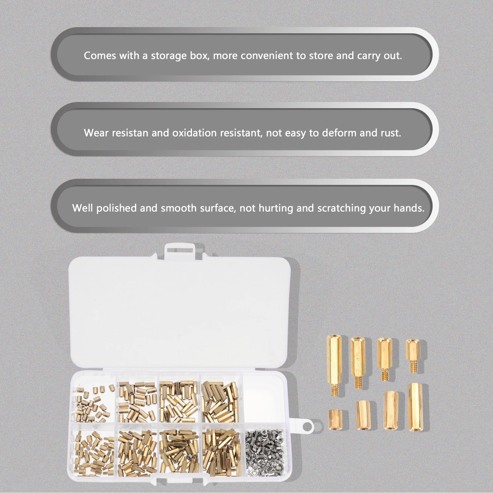 

300Pcs Standoff Screw Nut Assortment Kit Wear Resistant Anti Rust Fastening Screws Portable Fastener Set Standoff Kit