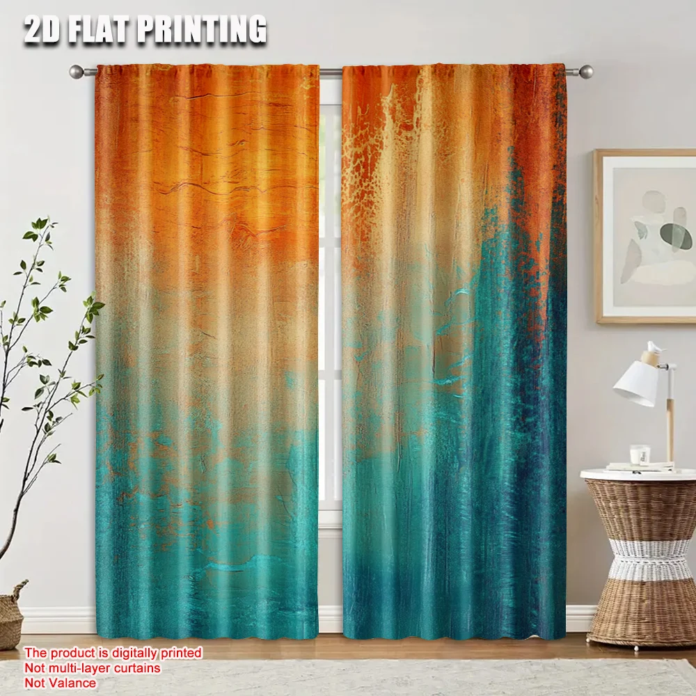 2pcs 2D flat printing Window Curtains Wall 100% Polyester Without Electricity Festive Holiday for Indoor Celebrations Room