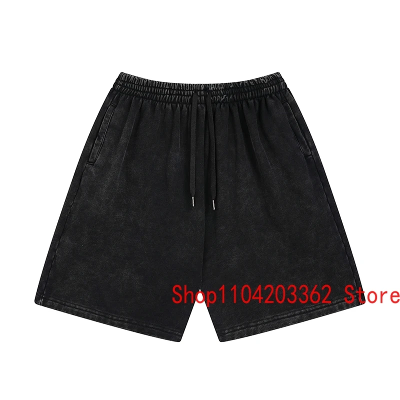 24ss Streetwear Men Women Couple KANYE WEST Shorts Vintage Washed Black Loose Casual Pants DONDA Shorts