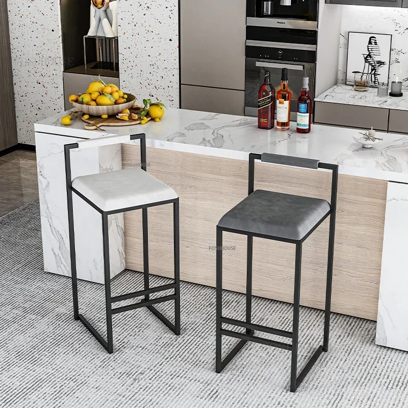 Nordic Bar Stool Chair Kitchen Island Modern High Feet Bar Chair Home Furniture Backrest Restaurant Bar Chairs B