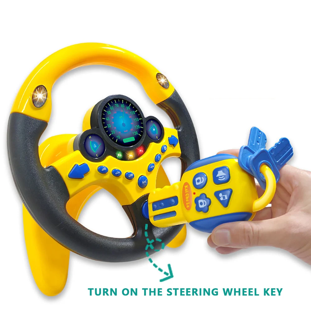 Electric Simulated Driving Steering Controller Portable Wheel Copilot Toy With Light And Sound Educational Sounding For Kid Gift