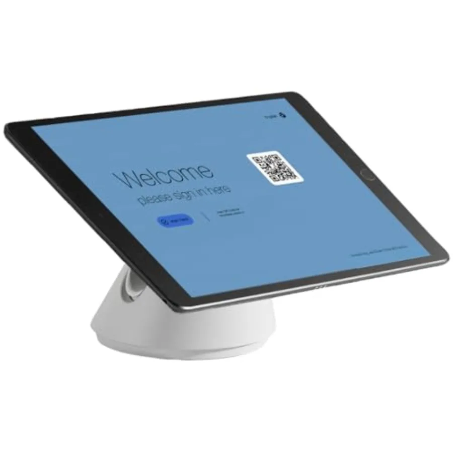 

iPad POS Stand Docking Station for Business Use White Tablet Stand with Table Mount Kiosk Compatible with All Tablet Models