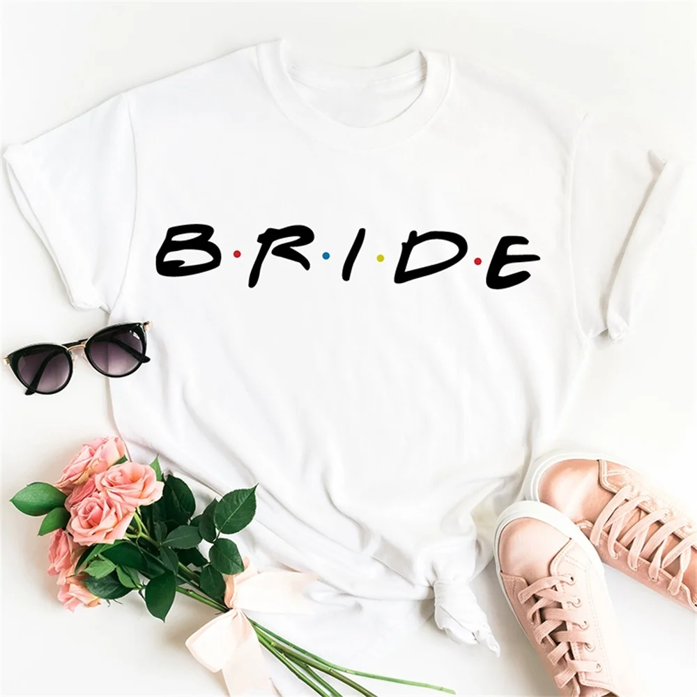 

bride maiden letter print t shirt women short mouw wedding bachelorette party tops tea friends tv shows shirt dropshipping