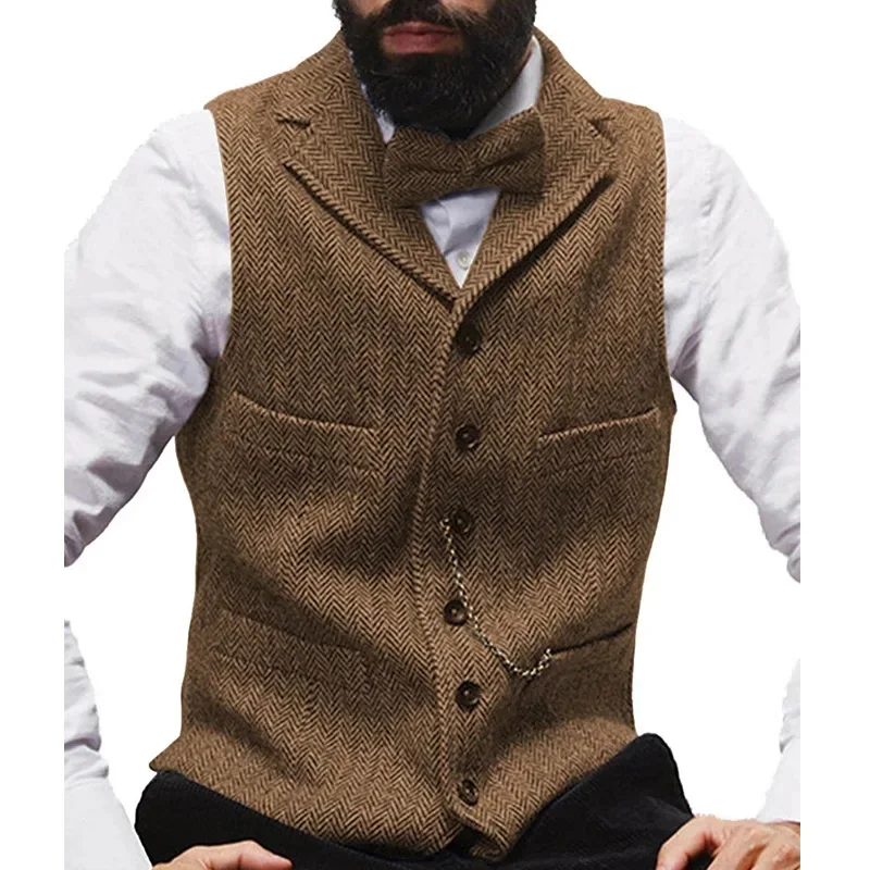 

2023 Men's Suit Vest Groom Best Man Slim Fit Vest Single Breasted Casual Vest