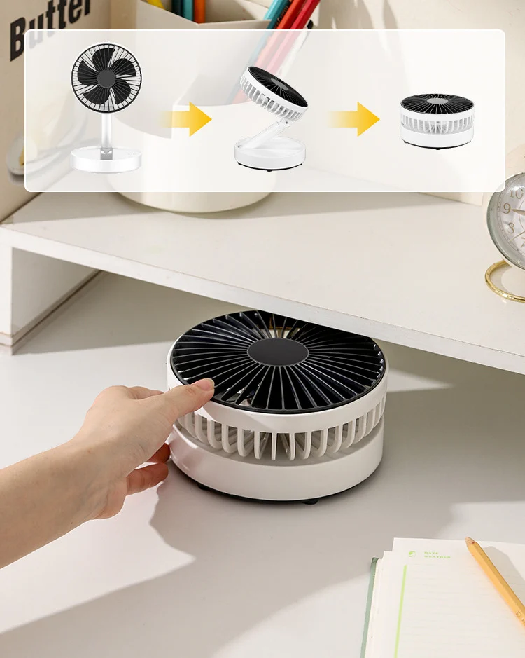 2026 New Desktop Fan USB Charging Model, Long Endurance Foldable Mini Retractable Fan, Dormitory Portable Desktop Electric Fan