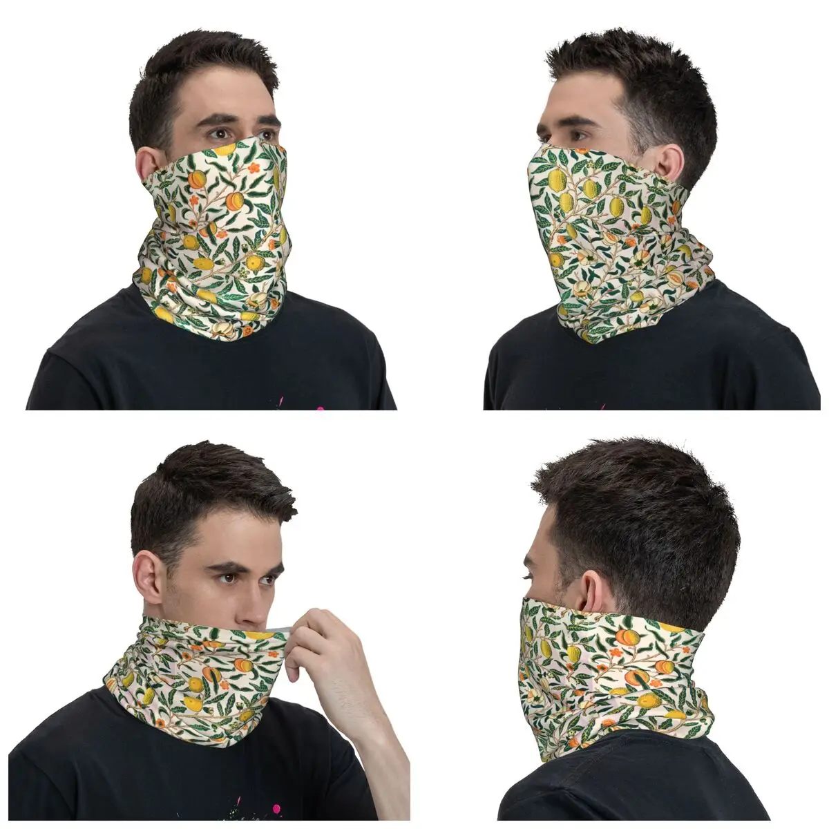 William Morris Pattern Fruits Bandana Winter Neck Warmer Men Windproof Wrap Face Scarf for Ski Textile Pattern Gaiter Headband