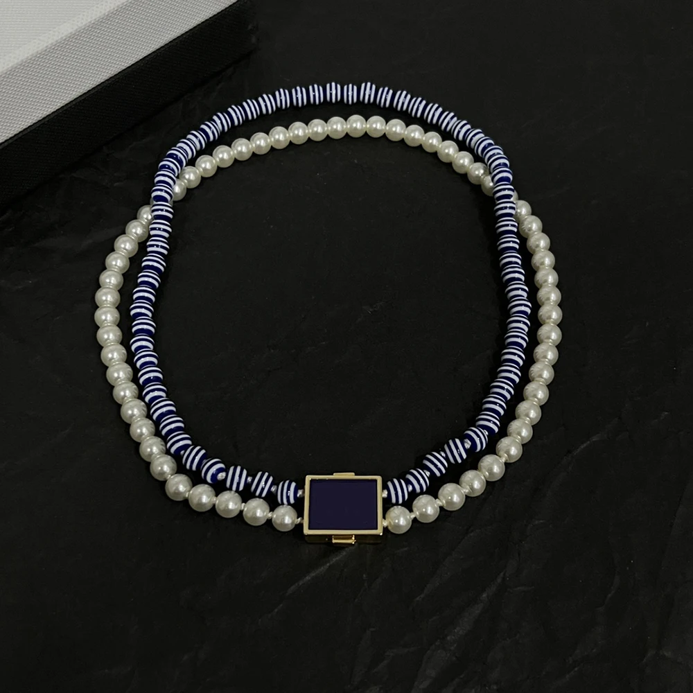 

Báthory Elizabeth Fashion Imitation Pearl Blue Red Choker Necklaces Women Party Wedding Gift High Quality Luxury Jewelry