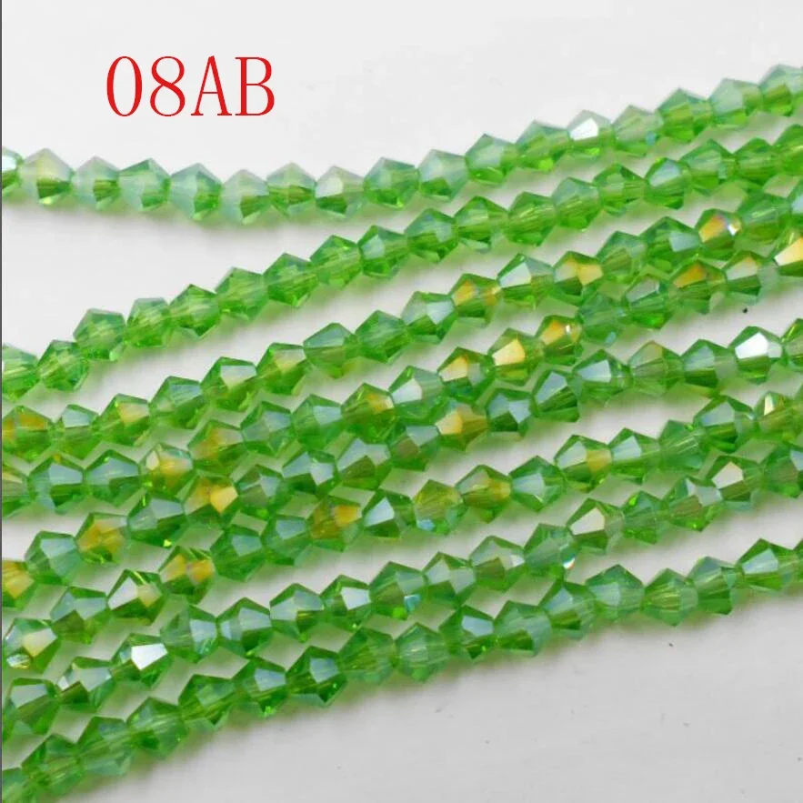 FLTMRH   Sale Deep Green 100pcs 4mm Bicone Austria Crystal Beads charm Glass Beads Loose Spacer Bead for DIY Jewelry Making