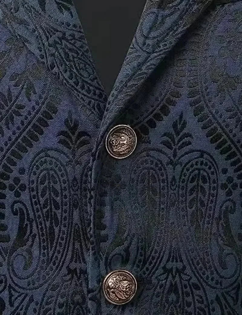 Herren Vintage Viktorianische Blumen-Jacquard-Weste, V-Ausschnitt, einreihig, ärmellos, Gothic Hochzeits-Party Cosplay Kostüm – Detail 28